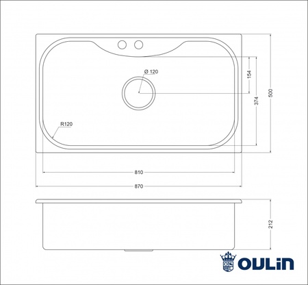 Кухонная мойка (87х50) Oulin OL-330