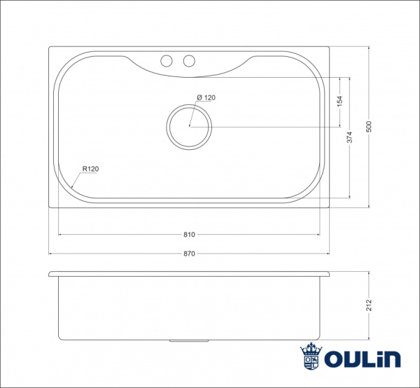 Кухонная мойка (87х50) Oulin OL-330