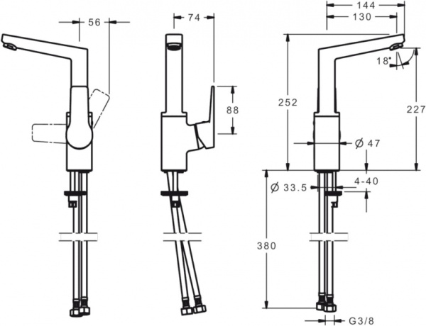 Смеситель для умывальника Oras Twista 3803BF