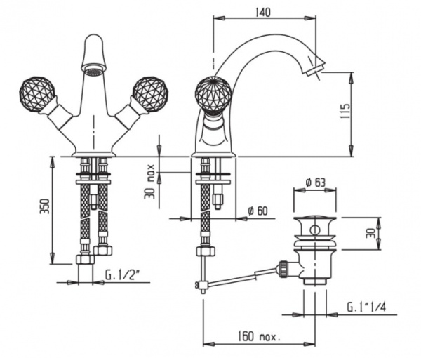 Смеситель для раковины Cezares Atlantis ATLANTIS-LS1-01-Sw