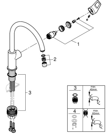 Смеситель для кухни Grohe BauLoop 31368 001 (31368001) хром