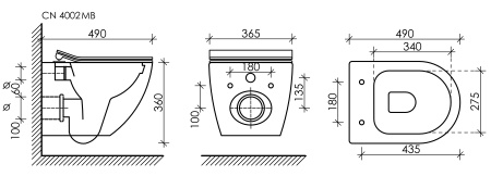 Подвесной унитаз Ceramica Nova Metropol Rimless CN4002MB