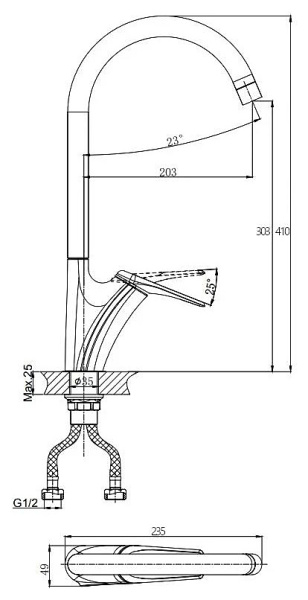 Смеситель для кухни RUSH Nevis NE1735-22