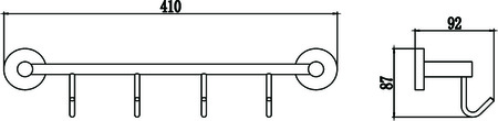 Планка с крючками 4 крючка Savol 87 S-008774