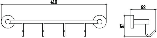 Планка с крючками 4 крючка Savol 87 S-008774