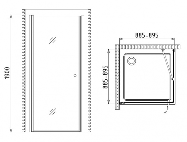 Душевой уголок Gemy New Rockcoco S03171C (90x90 см)