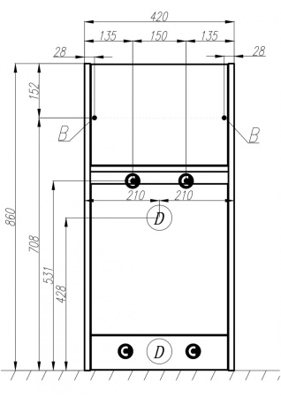 Тумба с раковиной Aquaton Лондри 40 1A2360K2LH010