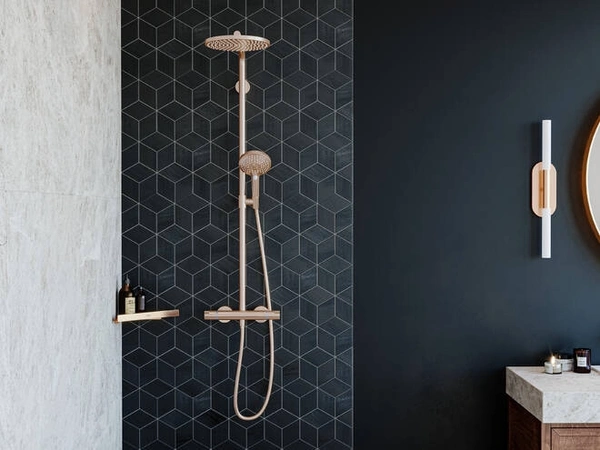 Душевая система с термостатом Hansgrohe Raindance Select S Showerpipe 240 1jet PowderRain 27633140 шлифованная бронза