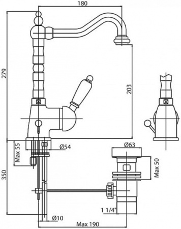 Смеситель Для Раковины Cezares ELITE ELITE-LSM2-03-M золото