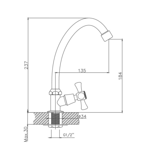 Кран для холодной воды Cron CN4108 Кран для холодной воды Cron CN4108