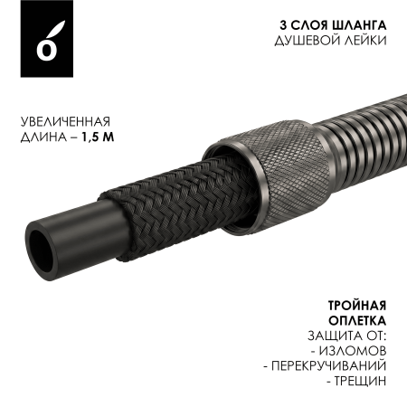Душевая система с изливом Oliveeka OL-749017-BGM матовый оружейный металл