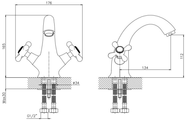 Смеситель для раковин ESKO VIENNA VN 26-2