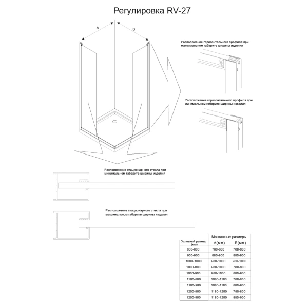 Душевой угол Veconi Rovigo RV-27CH, (120х90) RV27CH-12090-01-C8