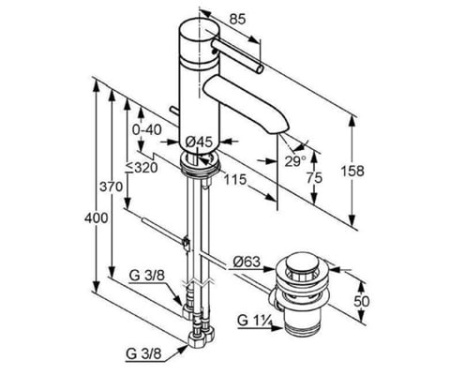 Смеситель для раковины Kludi Bozz 382970576