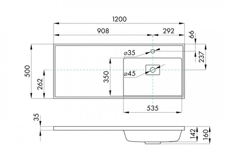 Раковина Aquaton Лайн 1A72083KLF010, 120 см, литьевой мрамор, правая, белая