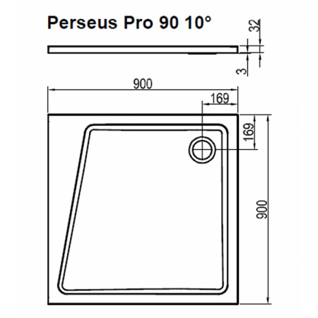 Душевой поддон Ravak 10° Perseus Pro 90x90 XA057701010