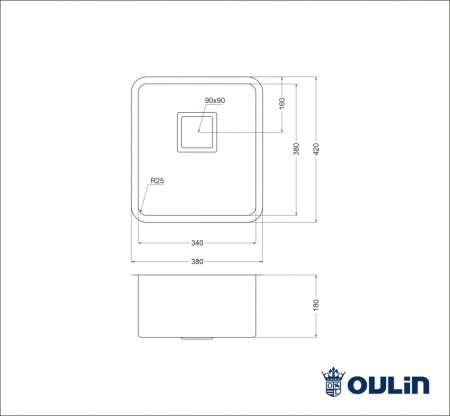 Кухонная мойка (38х42)  Oulin OL-0362