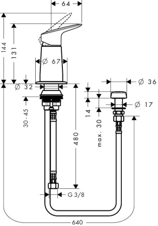 Смеситель для биде с вертикальной струей Hansgrohe Logis 71629000 хром