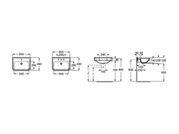 Раковина подвесная (65х48) Roca Carmen 3270A1563 черный