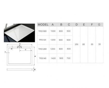 Душевой поддон из литьевого мрамора (120х80) WeltWasser  WW TR 10000001887