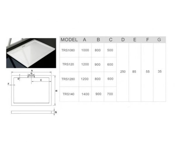 Душевой поддон из литьевого мрамора (120х80) WeltWasser  WW TR 10000001887