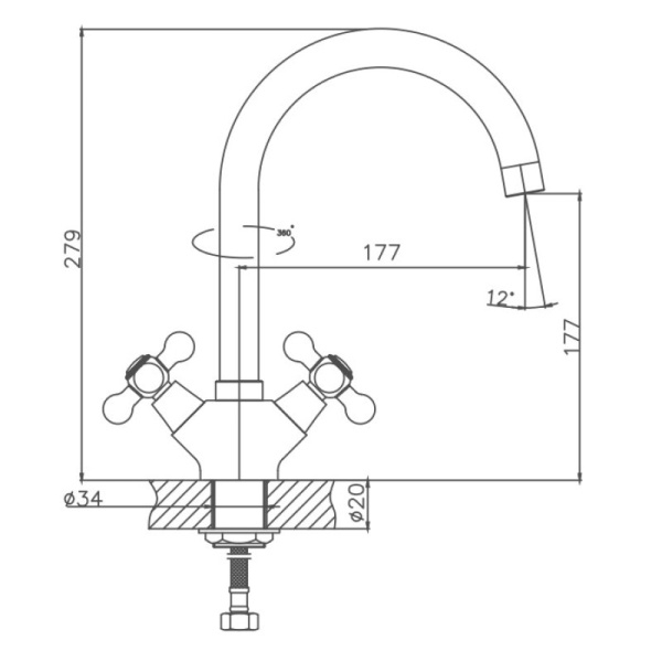 Смеситель для кухни Cron CN4719 Смеситель для кухни Cron CN4719