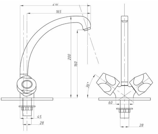 Смеситель для кухни FAUZT FZs-293-76 тип См-МДЦБА