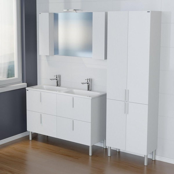 Зеркальный шкаф (120х65) Санта Вега 700452 белый глянец