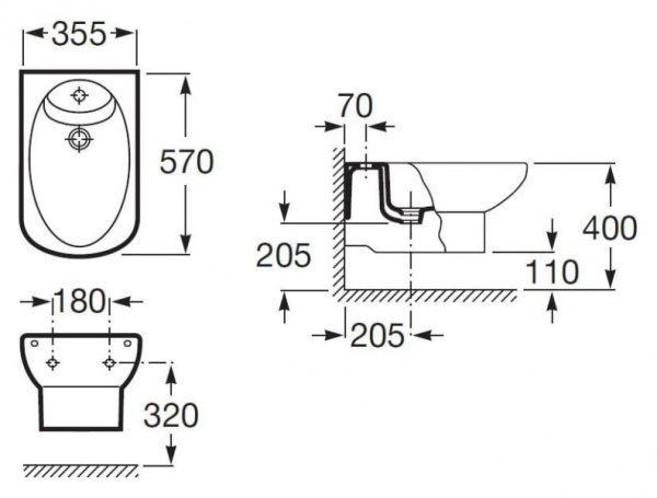 Биде подвесное  Roca Dama Senso  357515000
