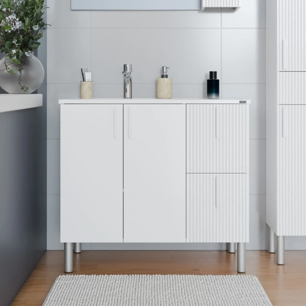 Тумба под раковину Санта Вега 700448 белый глянец