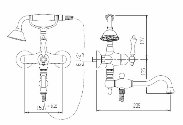 Смеситель для ванны Cezares VENEZIA-VDPS2-03/24-Bi