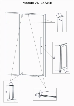 Душевая дверь Veconi Vianno VN-34B, (120x195) VN34B-120-01-C7