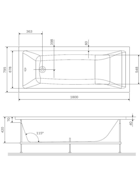 Каркас для ванны 180х80 AM.PM Gem W93A-180-080W-R