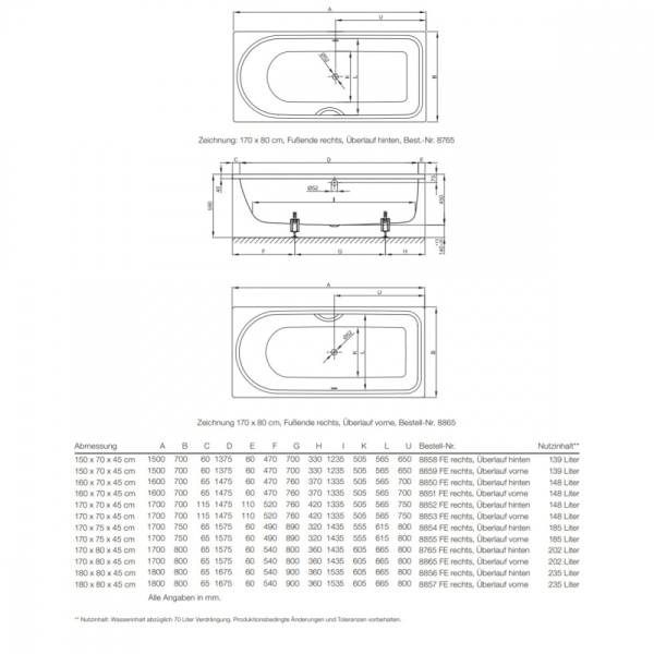 Ванна стальная (170x75) Bette Ocean 8855-000 AR PLUS