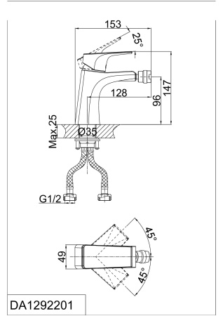 Смеситель для биде D&K Rhein Hertz (DA1292201)