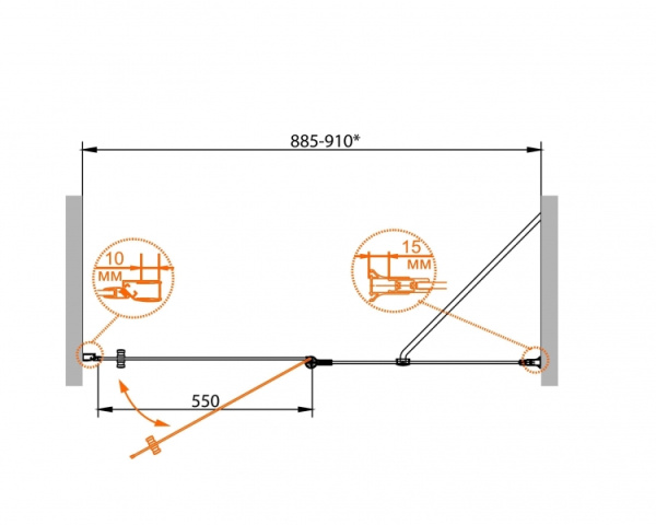 Душевая дверь в нишу Cezares ROYAL PALACE-A-B-12-60/40-CP-Cr