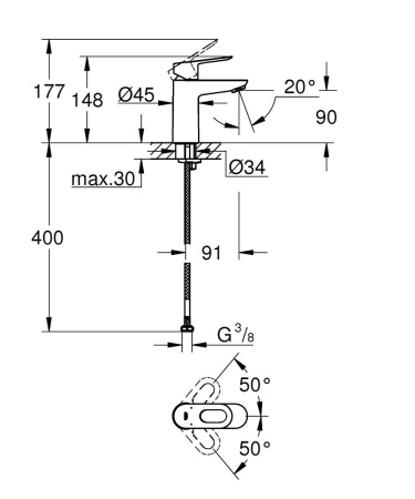 Cмеситель для раковины Grohe BauLoop 23337 000 (23337000) хром