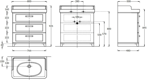 Тумба под раковину Kerama Marazzi Pompei PO.N.80.3\WHT