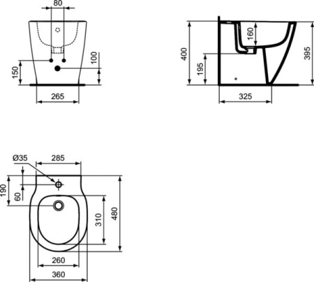 Биде напольное Ideal Standard Connect Space E120001