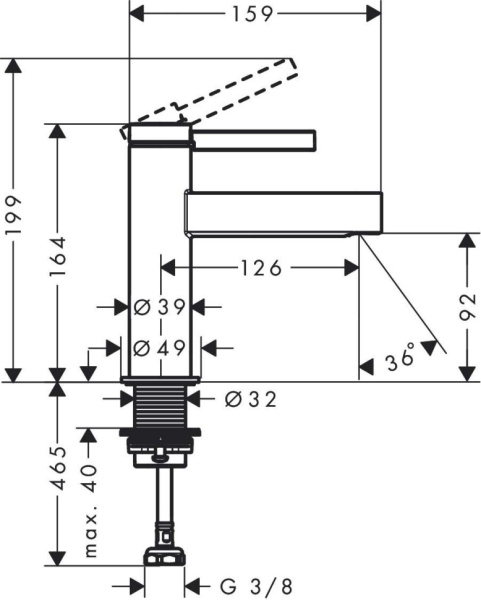 Смеситель для раковины холодной воды Hansgrohe Finoris 76013670 матовый черный