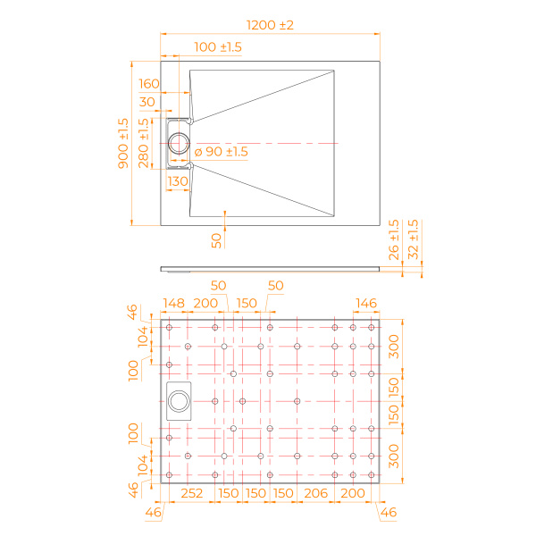Душевой поддон (120х90) RGW TUS-W 553702912-01