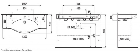 Раковина с полотенце держателем (120х51) Laufen PALACE 8.1270.4.000.104.1