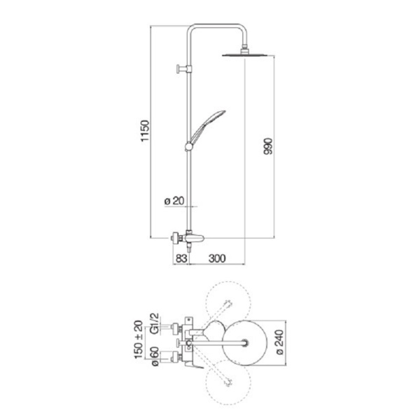 Душевая система Nobili BLUES BS101130/60CR Душевая система Nobili BLUES BS101130/60CR