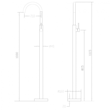 Смеситель ABBER Wasser Kreis AF8141B напольный для раковины, черный матовый