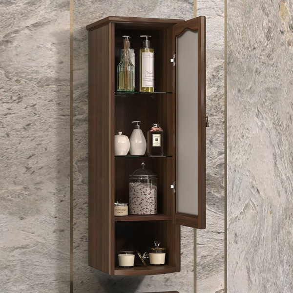 Шкаф Opadiris Риспекто подвесной, одностворчатый, цвет орех антикварный, правый, с матовым стеклом 00-00006083