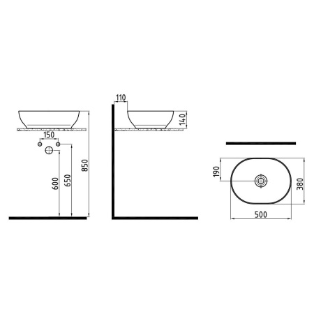Раковина накладная (50х38) Bien Motto MTLG05001FD0B7000