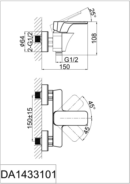 Смеситель для душа D&K Berlin Freie (DA1433101) Смеситель для душа D&K Berlin Freie (DA1433101)