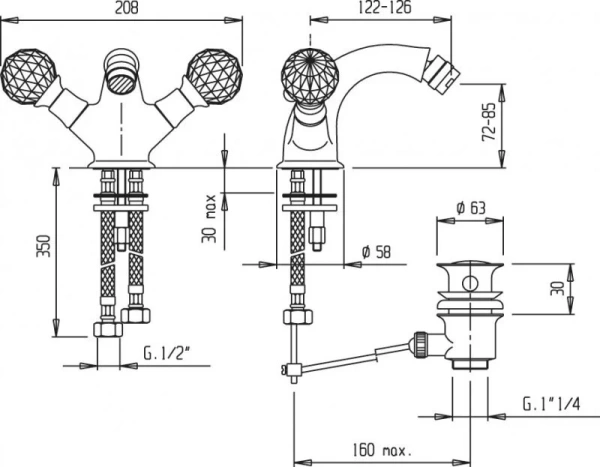 Смеситель для биде Cezares LORD LORD-BS1-02
