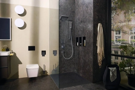 Термостат для душа с регулировкой напора Hansgrohe ShowerSelect Comfort E 15574670 матовый черный