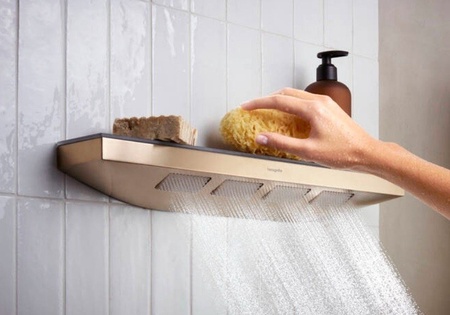 Боковой душ с полкой Hansgrohe Rainfinity 500 1jet 26243140 шлифованная бронза